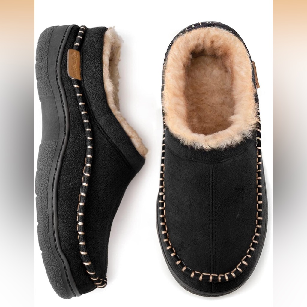 Rockdove Men's Slip On Occasin Slippers Indoor Outdoor Warm Fuzzy Comfy